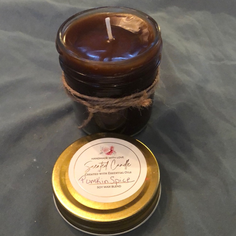 Hand made 6 oz Mason jar soy candle.